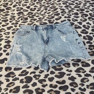High waisted denim shorts